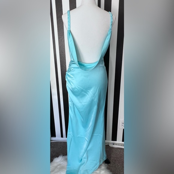 Tiffany Blue Front and Back Draped Slip Maxi Dress - NWT - Picture 8 of 9